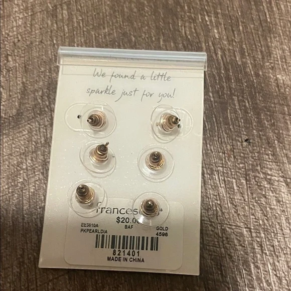 Francesca's Collections Gold and White Cubic Zirconia Earrings Set - Picture 2 of 2